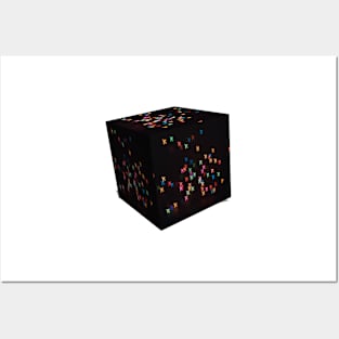 Concept black box - cube with bokeh aircraft. Posters and Art